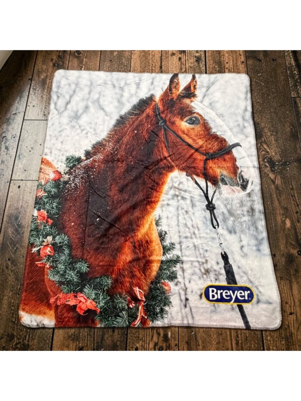 Breyer Horse Christmas Plush Fleece Throw Blanket Holiday Equestrian Faux Fur